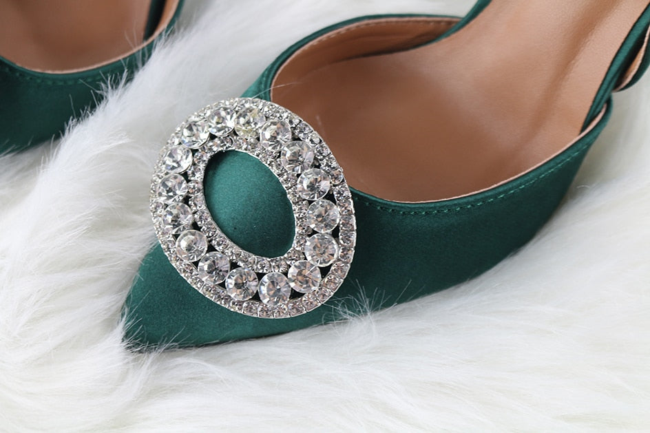 Women Heels Female Pumps Women Shoes Fashion Metal Decorative Buckle Strape Ladies Diamond Wedding Shoes Dress Shoes 2019 DE