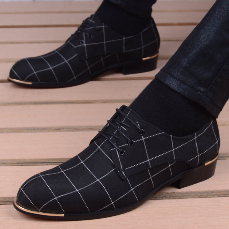 Men Classic Business Shoes Man Dress Shoes Fashion Korea Pointed Toe Lace-Up Formal Wedding Shoes Men Black Lattice 2020 New
