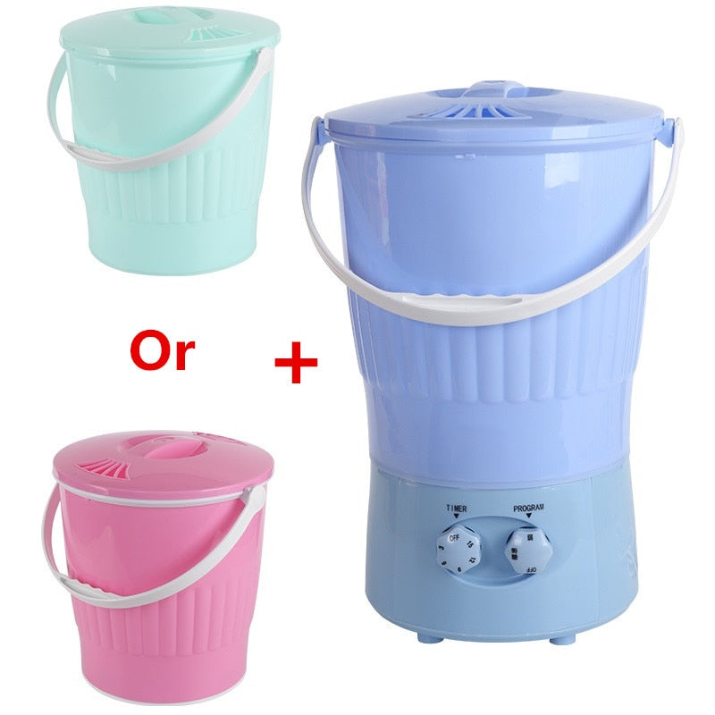 220V Mini Electric Clothes Washing Machine Portable Multifunctional Socks Clothes Washing Machine Semi-automatic With 2 Buckets