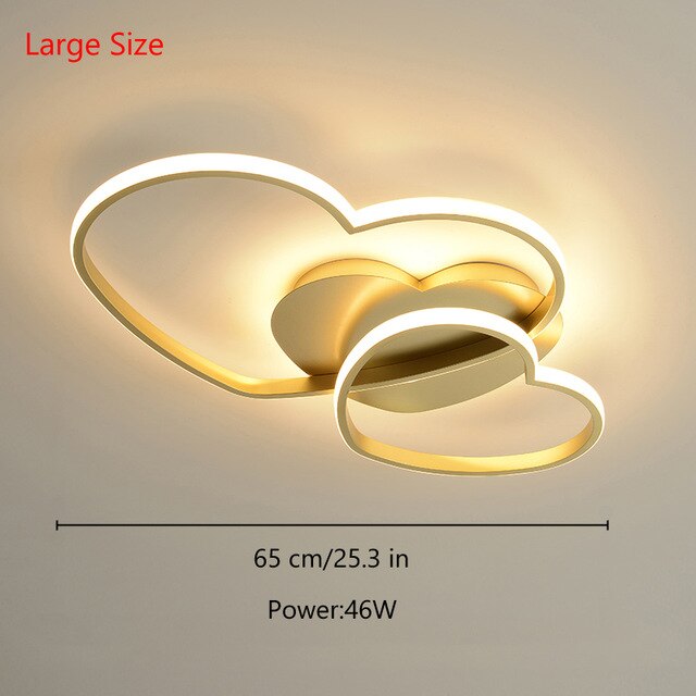 Princess Girls Led Room Bedroom Light Home Lighting Heart Modern Led Ceiling Light Remote Control Gold Ceiling Lamp 110V 220V