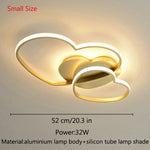 Princess Girls Led Room Bedroom Light Home Lighting Heart Modern Led Ceiling Light Remote Control Gold Ceiling Lamp 110V 220V