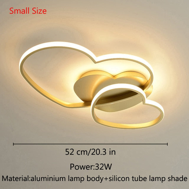 Princess Girls Led Room Bedroom Light Home Lighting Heart Modern Led Ceiling Light Remote Control Gold Ceiling Lamp 110V 220V