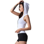 Zhangyunuo Women Sexy Sports Vest Hooded Sleeveless Yoga Top Stretch Tights I-word Running Blouse Workout Wear Gym Girl T Shirt