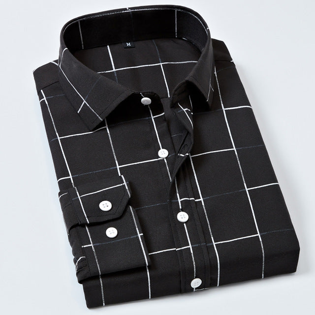 Men’s Plaid  Shirts Long Sleeve Plaid Shirt Casual Long Sleeve Formal Brand Clothing Business Shirts Slim fit Men Camisas Oxford