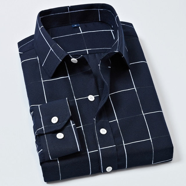 Men’s Plaid  Shirts Long Sleeve Plaid Shirt Casual Long Sleeve Formal Brand Clothing Business Shirts Slim fit Men Camisas Oxford