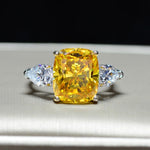 Luxury Party Rings For Women S925 Silver Ring Wedding Female Ring Gift Jewerly Accessories Yellow AAAAA+ Zircon Rings Ladies