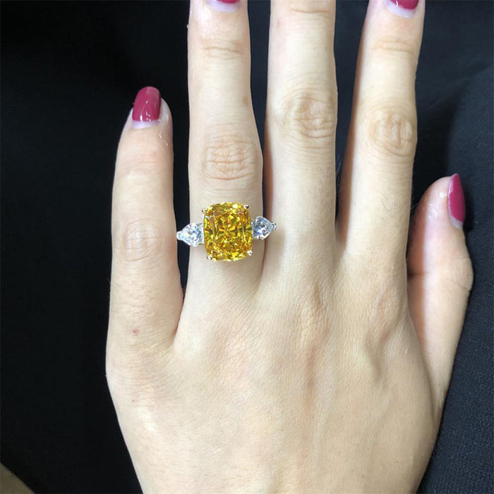 Luxury Party Rings For Women S925 Silver Ring Wedding Female Ring Gift Jewerly Accessories Yellow AAAAA+ Zircon Rings Ladies