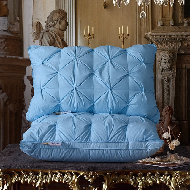 Goose Feather Bedding Pillow Neck Protection 100% Cotton Cover Soft Sleeping pillow Hotel standard down satin pillow