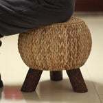 38%Solid Wood Hand Made Low Rattan Shoes Stool Footrest Small Round Stool with Legs Living Room Furniture Home Ottoman Rural