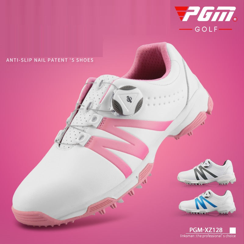 PGM Women Golf Shoes Women's Waterproof Non-slip Sneakers Girls Leisure Section Fixed Nail Breathable Sports Golf Shoes
