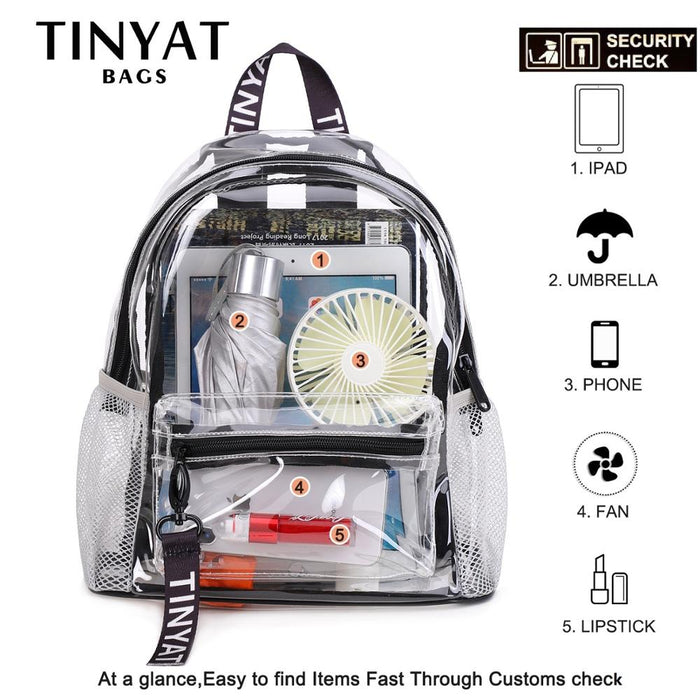 TINYAT Clear PVC Women Backpack Transparent Swim Backpack Solid Travel School Backpack Bag for Teenage Girls Mochila Children