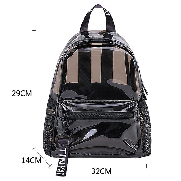 TINYAT Clear PVC Women Backpack Transparent Swim Backpack Solid Travel School Backpack Bag for Teenage Girls Mochila Children