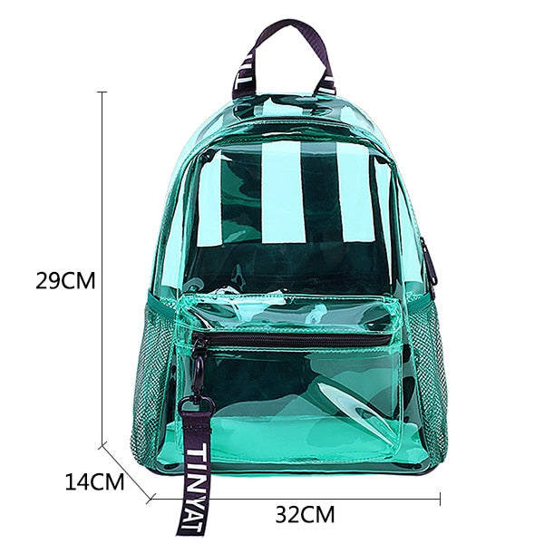 TINYAT Clear PVC Women Backpack Transparent Swim Backpack Solid Travel School Backpack Bag for Teenage Girls Mochila Children