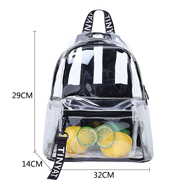 TINYAT Clear PVC Women Backpack Transparent Swim Backpack Solid Travel School Backpack Bag for Teenage Girls Mochila Children