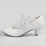 BaoYaFang White Flower Pumps New arrival womens wedding shoes Bride High heels platform shoes for woman ladies party dress shoes