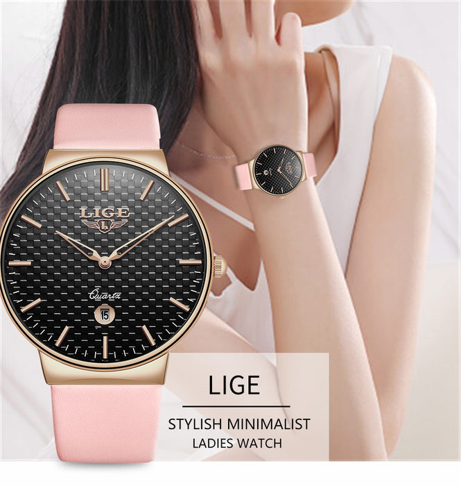 LIGE Elegant Woman Watches Luxury Brand Female Wristwatch Japan Movt 30M Waterproof Expensive Analog Geneva Quartz Ladies Watch