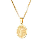 WT-REN001 Stainless Steel Necklace Catholic Priest Saint Benedict Pendant Necklace Lady Fashion Necklace Jewerly