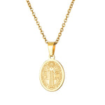 WT-REN001 Stainless Steel Necklace Catholic Priest Saint Benedict Pendant Necklace Lady Fashion Necklace Jewerly