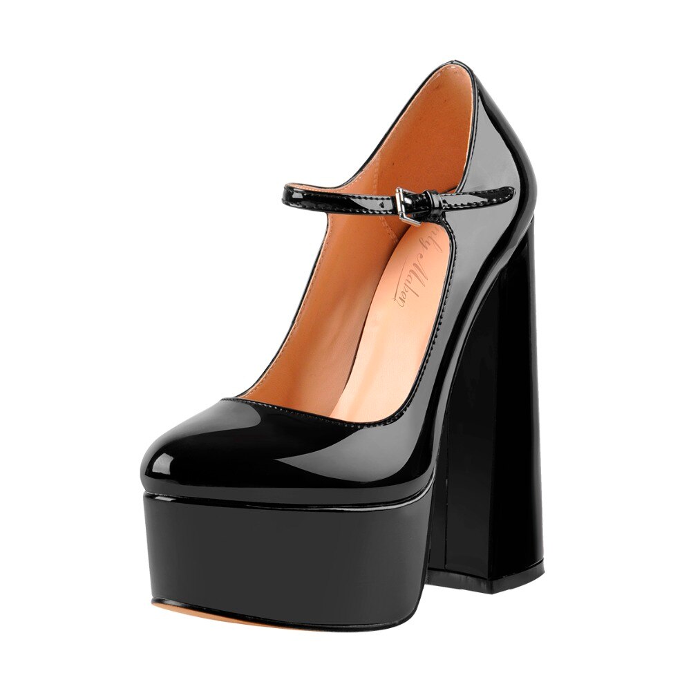 Onlymaker Ladies Mary-Jane Pumps Platform Chunky High Heels shoes Ankle Strap Plus Size Big Size Party Dress Pumps