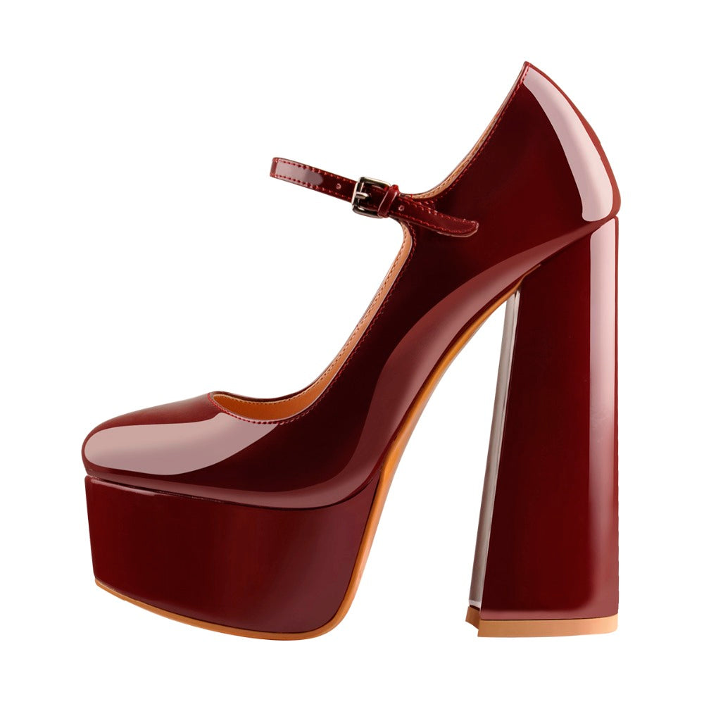 Onlymaker Ladies Mary-Jane Pumps Platform Chunky High Heels shoes Ankle Strap Plus Size Big Size Party Dress Pumps