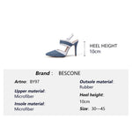 BESCONE Women Pumps Sexy Pointed Toe Buckle Breathable Thin Heel Shoes Handmade Shallow Super High Heel Dress Ladies Pumps BM97