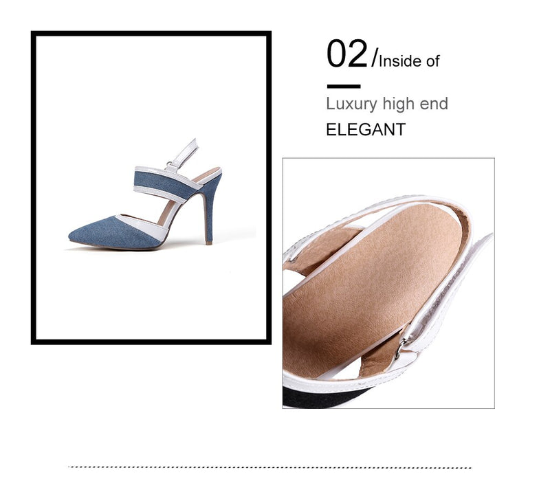 BESCONE Women Pumps Sexy Pointed Toe Buckle Breathable Thin Heel Shoes Handmade Shallow Super High Heel Dress Ladies Pumps BM97