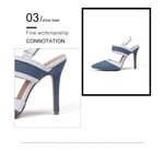BESCONE Women Pumps Sexy Pointed Toe Buckle Breathable Thin Heel Shoes Handmade Shallow Super High Heel Dress Ladies Pumps BM97