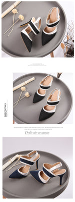 BESCONE Women Pumps Sexy Pointed Toe Buckle Breathable Thin Heel Shoes Handmade Shallow Super High Heel Dress Ladies Pumps BM97