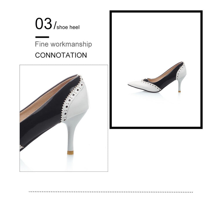 BESCONE Sexy Pointed Toe Ladies Pumps High Quality Patent Leather Shallow Thin Heel Shoes New Fashion Dress Women Pumps BM297