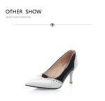BESCONE Sexy Pointed Toe Ladies Pumps High Quality Patent Leather Shallow Thin Heel Shoes New Fashion Dress Women Pumps BM297