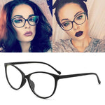 Feishini 2020 Fashion Women Cat Eye Eyeglasses Frame Optical Glasse Frame Ladies Retro Eyewear Transparent Fake Glasses Print