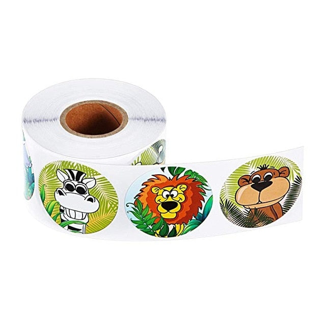 500pcs/roll Zoo Animals cartoon Stickers for kids classic toys sticker school teacher reward sticker 8 designs pattern