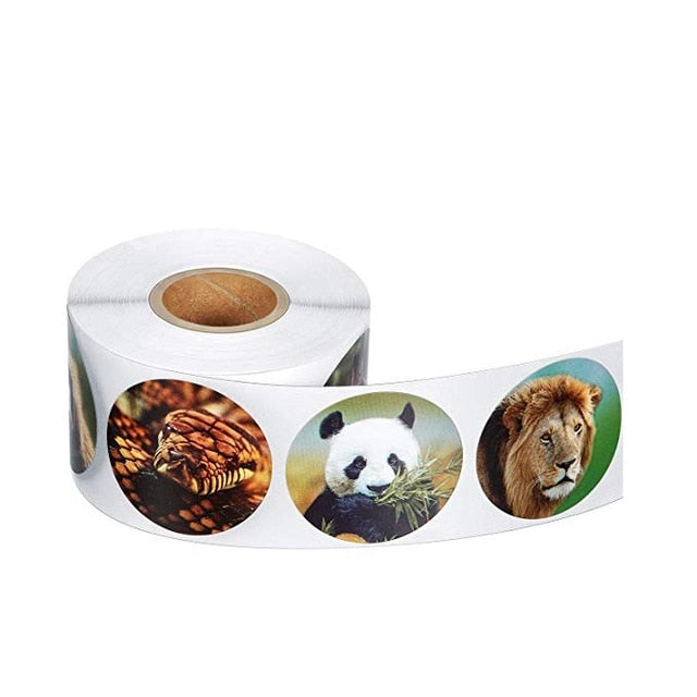 500pcs/roll Zoo Animals cartoon Stickers for kids classic toys sticker school teacher reward sticker 8 designs pattern