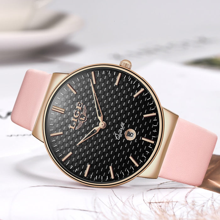 LIGE Elegant Woman Watches Luxury Brand Female Wristwatch Japan Movt 30M Waterproof Expensive Analog Geneva Quartz Ladies Watch