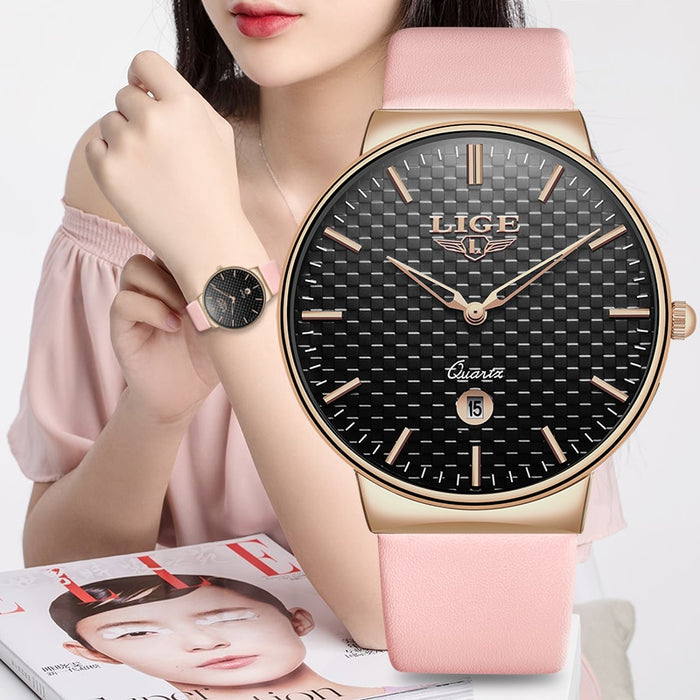 LIGE Elegant Woman Watches Luxury Brand Female Wristwatch Japan Movt 30M Waterproof Expensive Analog Geneva Quartz Ladies Watch