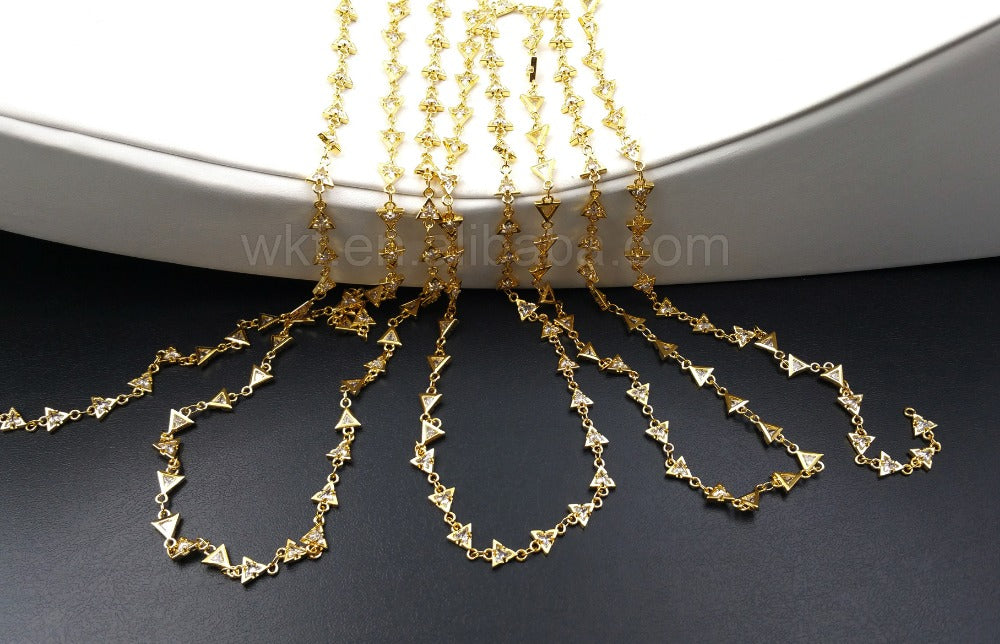 WT-BC083 Triangle Brass Chain Fashion Lady Girls Chain For Handmade Design Jewerly Brass Chain