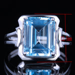 Fine Jewerly Real 925 Sterling Silver Flawless 10.5x8.5mm Emerald Cut 6.03CTW Genuine Sky Blue Topaz Ring Wedding Lady Fine Ring