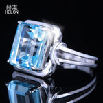 Fine Jewerly Real 925 Sterling Silver Flawless 10.5x8.5mm Emerald Cut 6.03CTW Genuine Sky Blue Topaz Ring Wedding Lady Fine Ring