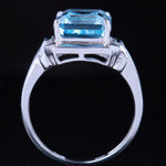 Fine Jewerly Real 925 Sterling Silver Flawless 10.5x8.5mm Emerald Cut 6.03CTW Genuine Sky Blue Topaz Ring Wedding Lady Fine Ring