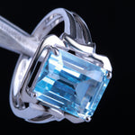 Fine Jewerly Real 925 Sterling Silver Flawless 10.5x8.5mm Emerald Cut 6.03CTW Genuine Sky Blue Topaz Ring Wedding Lady Fine Ring
