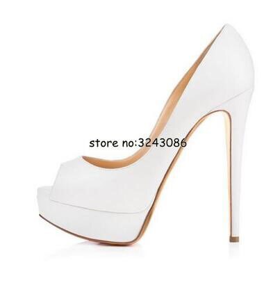 Classical Peep Toe Patent Leather Nude Color Platform Shoes Woman 14cm Heel Thin Heel Ladies Dress Shoes Sexy Stiletto High Heel