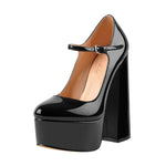 Onlymaker Ladies Mary-Jane Pumps Platform Chunky High Heels shoes Ankle Strap Plus Size Big Size Party Dress Pumps