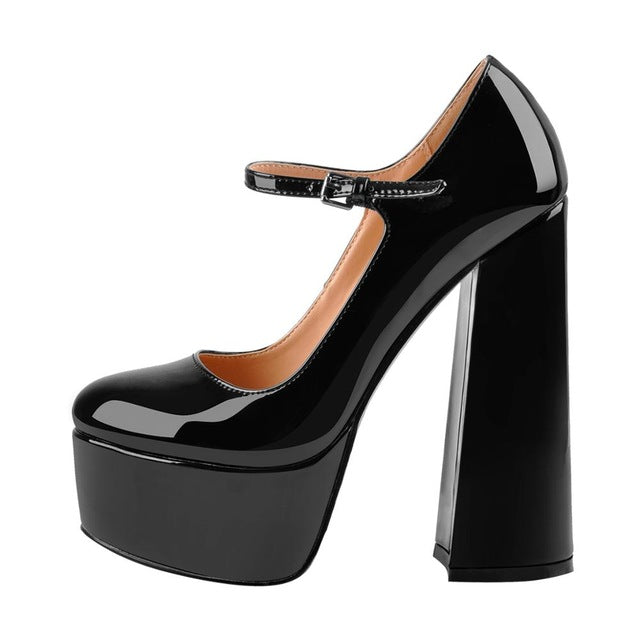 Onlymaker Ladies Mary-Jane Pumps Platform Chunky High Heels shoes Ankle Strap Plus Size Big Size Party Dress Pumps