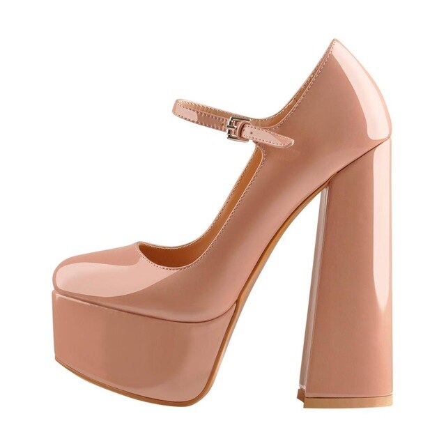 Onlymaker Ladies Mary-Jane Pumps Platform Chunky High Heels shoes Ankle Strap Plus Size Big Size Party Dress Pumps