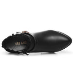 Plus Size Women Pumps Rhinestone Buckle Boat Shoes Genuine Leather Dress Shoes Pointed Toe Ladies Office Shoes YG-B0005