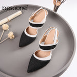 BESCONE Women Pumps Sexy Pointed Toe Buckle Breathable Thin Heel Shoes Handmade Shallow Super High Heel Dress Ladies Pumps BM97