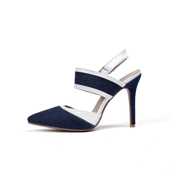 BESCONE Women Pumps Sexy Pointed Toe Buckle Breathable Thin Heel Shoes Handmade Shallow Super High Heel Dress Ladies Pumps BM97