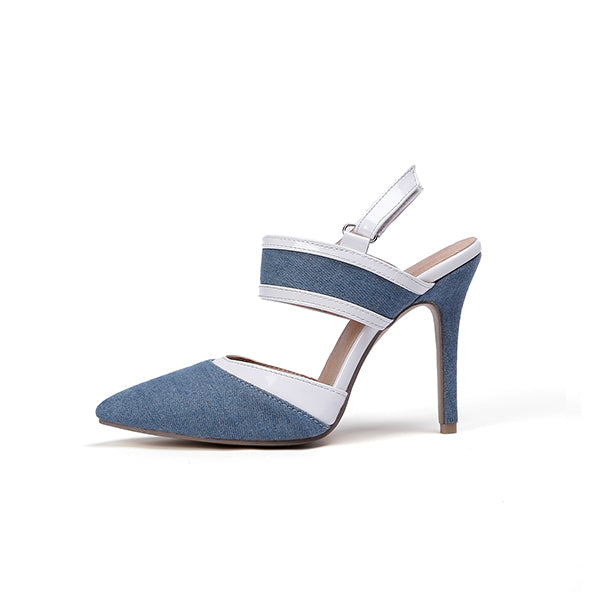 BESCONE Women Pumps Sexy Pointed Toe Buckle Breathable Thin Heel Shoes Handmade Shallow Super High Heel Dress Ladies Pumps BM97
