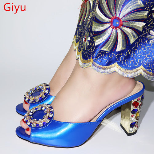 doershow high quality African wine sandals for the party, beautiful ladies shoes with rhinestones! HVZ1-8