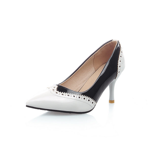 BESCONE Sexy Pointed Toe Ladies Pumps High Quality Patent Leather Shallow Thin Heel Shoes New Fashion Dress Women Pumps BM297